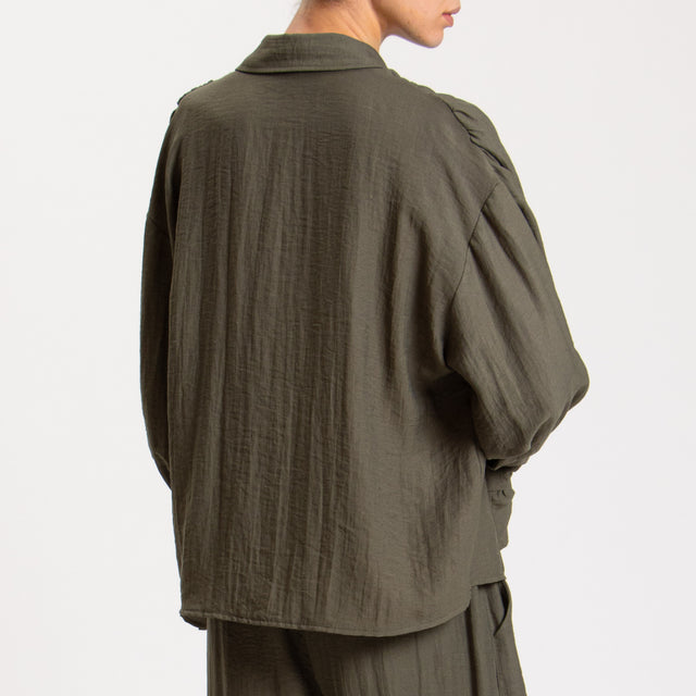 Haveone-Camicia misto lino con polsiere - militare