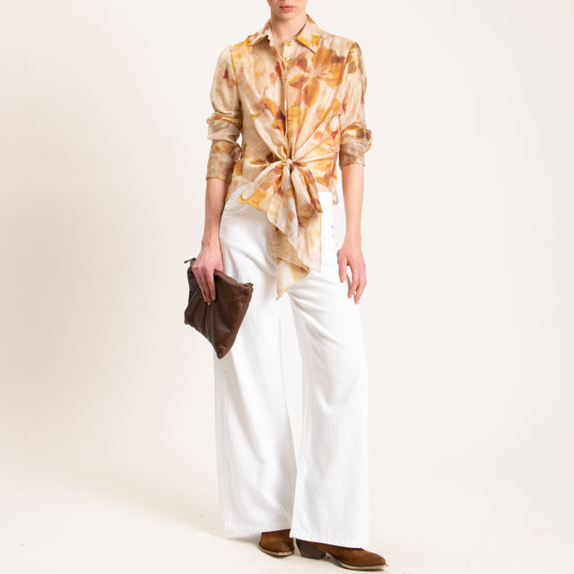 Haveone-Camicia mussola fantasia - beige/ocra/india