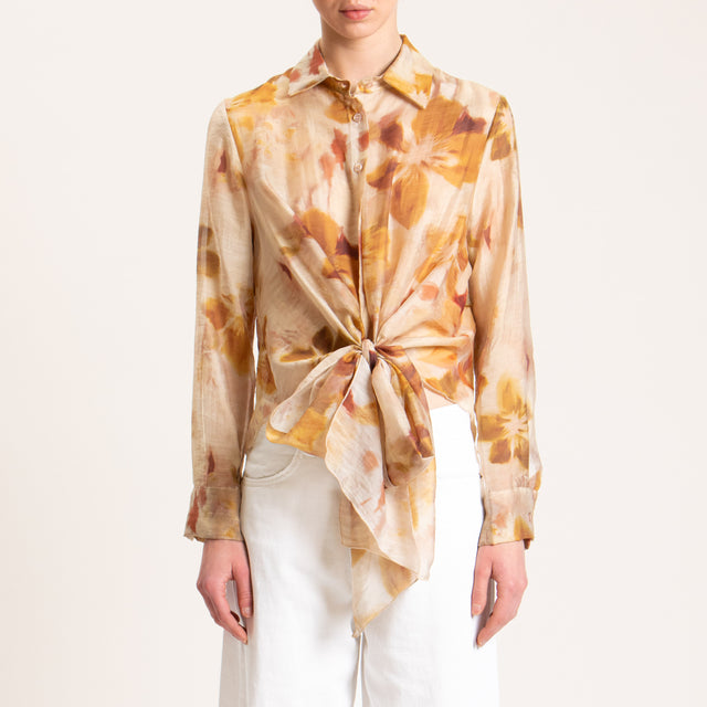 Haveone-Camicia mussola fantasia - beige/ocra/india