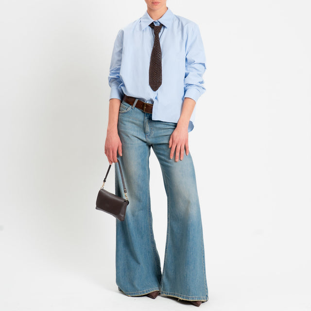 Haveone-Camicia con cravatta crochet - celeste/moro