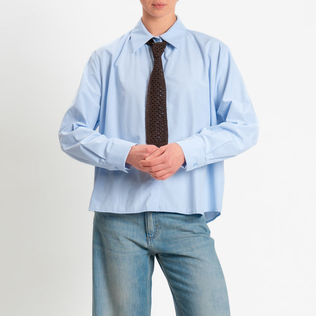 Haveone-Camicia con cravatta crochet - celeste/moro