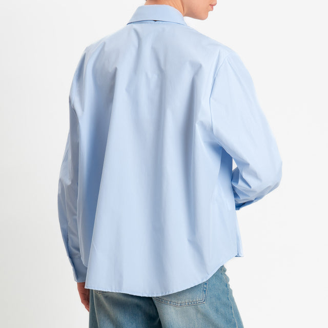 Haveone-Camicia con cravatta crochet - celeste/moro