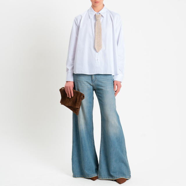 Haveone-Camicia con cravatta crochet - bianco/sabbia