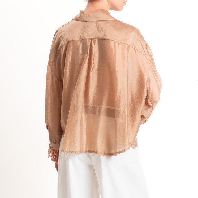 Haveone-Camicia mussola lyocell polsi paillettes - cammello