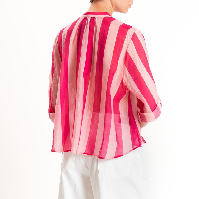 Haveone-Camicia a righe mussola di lyocell - rosa/fucsia