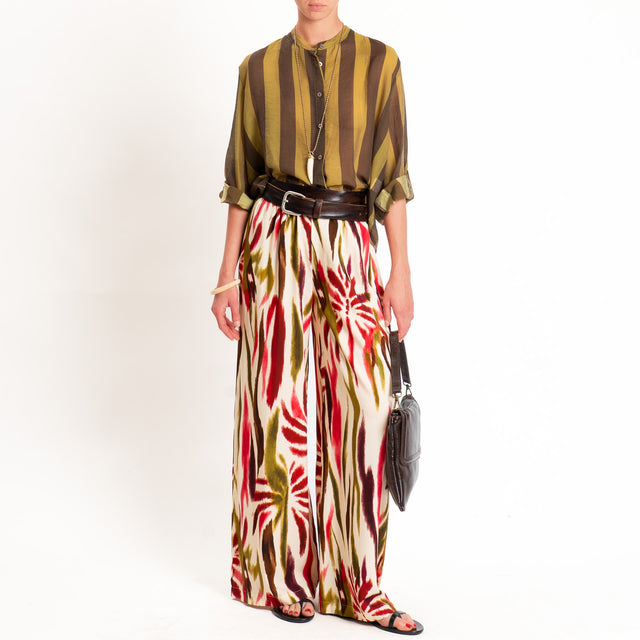 Haveone-Camicia a righe mussola di lyocell - olio/moro