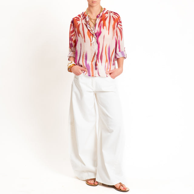 Haveone-Camicia mussola lyocell fantasia tie dye - burro/coccio/vino