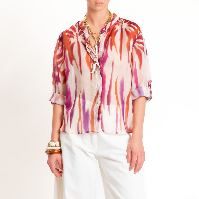 Haveone-Camicia mussola lyocell fantasia tie dye - burro/coccio/vino