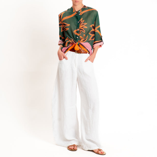 Haveone-Camicia mussola di lyocell fantasia - verde/rosa/orange