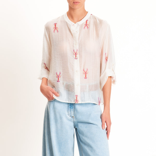 Haveone-Camicia mussola fantasia aragoste - burro/rosa