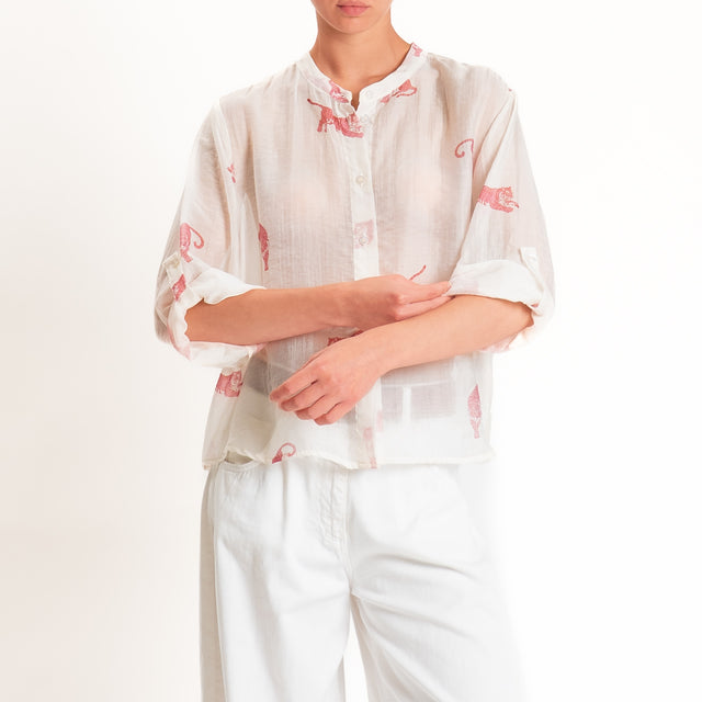 Haveone-Camicia lyocell fantasia tigri - burro/rosa