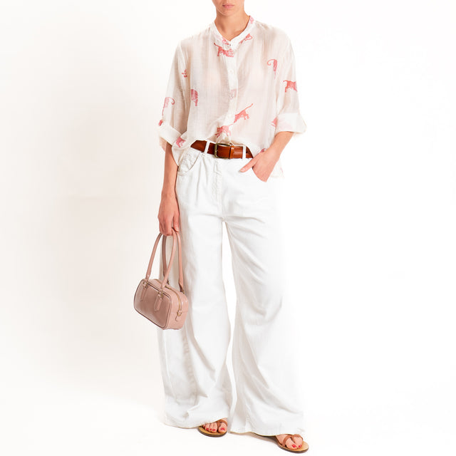 Haveone-Camicia lyocell fantasia tigri - burro/rosa