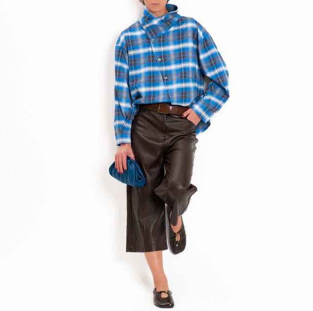 Haveone-Camicia check chiusura asimmetrica - royal/moro