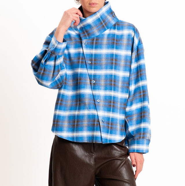 Haveone-Camicia check chiusura asimmetrica - royal/moro