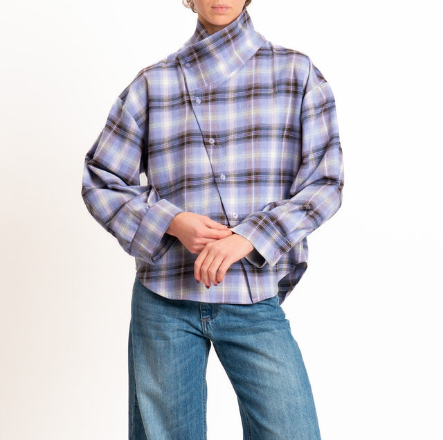 Haveone-Camicia check chiusura asimmetrica - lilla/moro