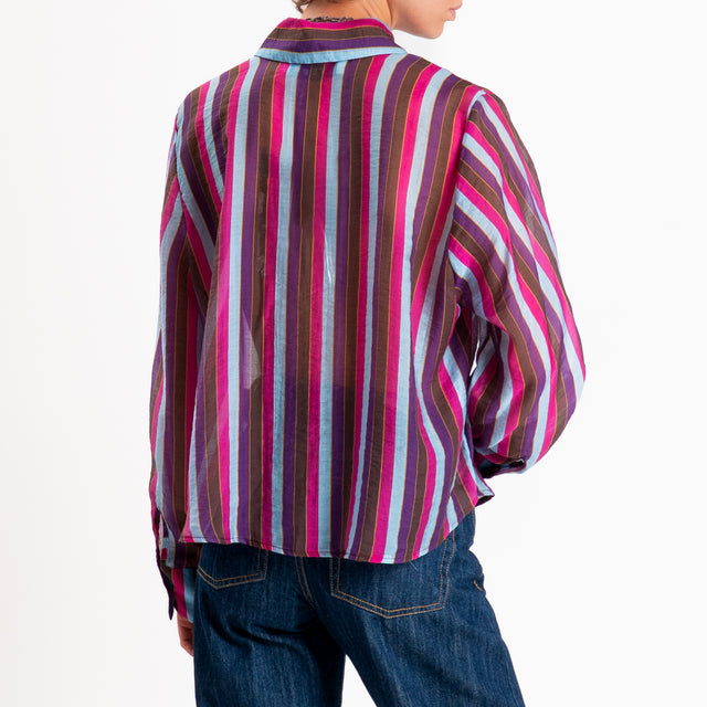 Haveone-Camicia a righe in mussola di lyocell - viola/fucsia/celeste