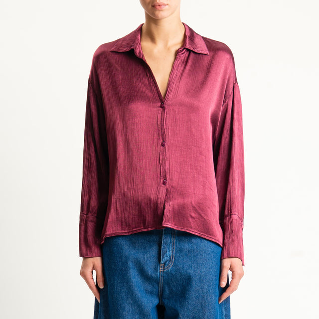 Haveone-Camicia viscosa goffrata - ciliegia