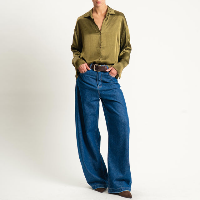 Haveone-Camicia viscosa goffrata - militare