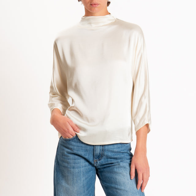 Haveone-Blusa satin elastcizzato - burro