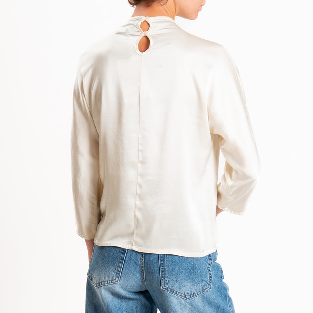 Haveone-Blusa satin elastcizzato - burro