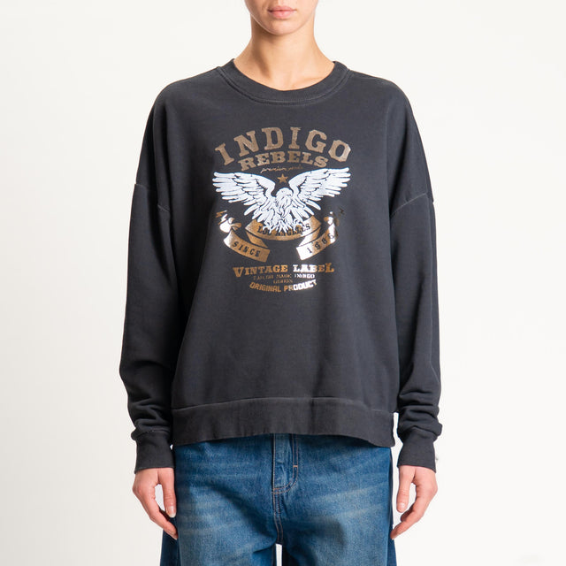 Haveone-Felpa stampa aquila - grigio