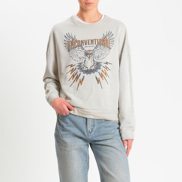 Haveone-Felpa stampa aquila stone washed - sabbia