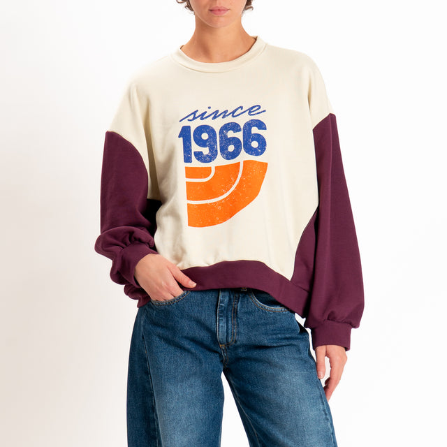 Haveone-Felpa SINCE 1966 bicolore - burro/vino
