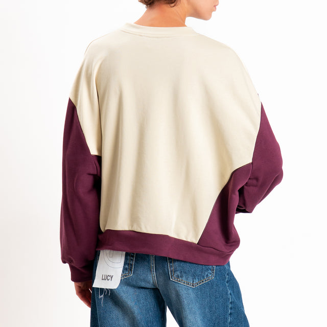 Haveone-Felpa SINCE 1966 bicolore - burro/vino