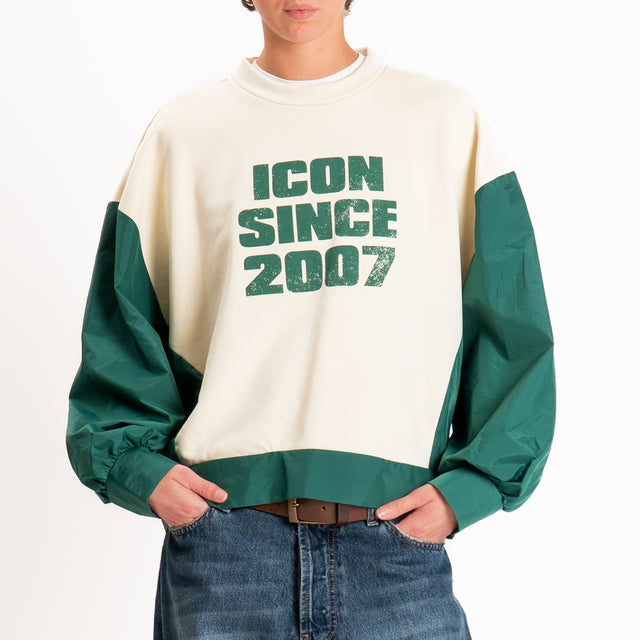 Haveone-Felpa doppio tessuto con nylon - burro/verde