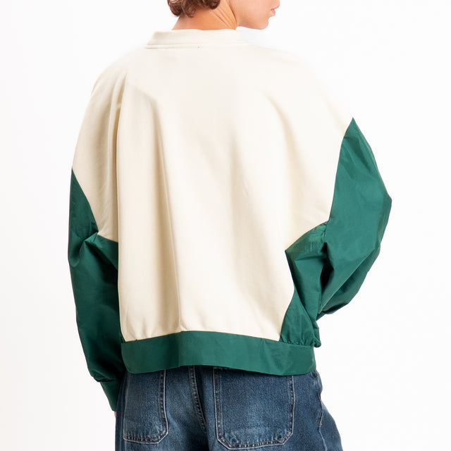 Haveone-Felpa doppio tessuto con nylon - burro/verde