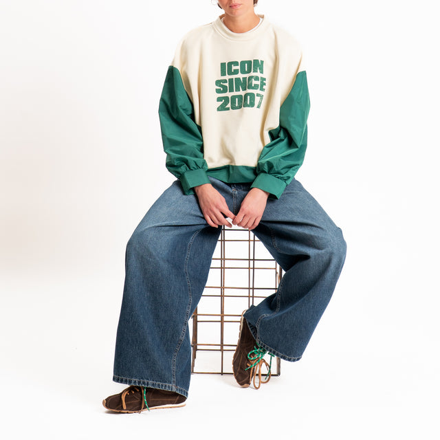 Haveone-Felpa doppio tessuto con nylon - burro/verde