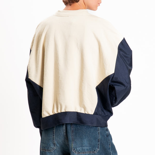 Haveone-Felpa doppio tessuto con nylon - burro/blu