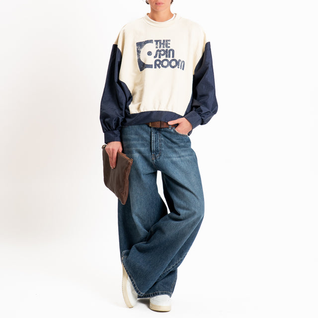 Haveone-Felpa doppio tessuto con nylon - burro/blu
