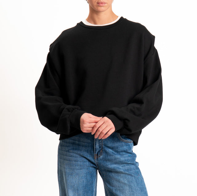 Haveone-Felpa con pieghe sulle spalle - nero