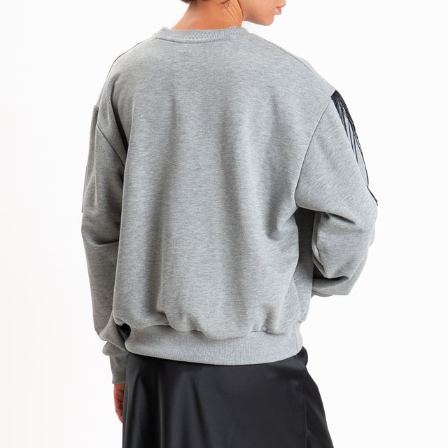 Haveone-Felpa con frange - grigio/nero