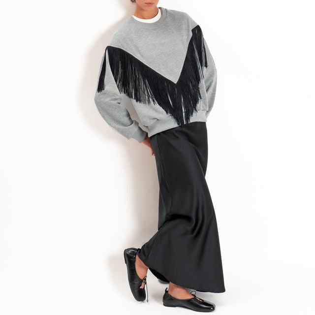 Haveone-Felpa con frange - grigio/nero