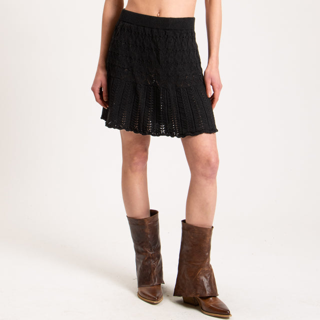 Haveone-Minigonna in maglia crochet - nero