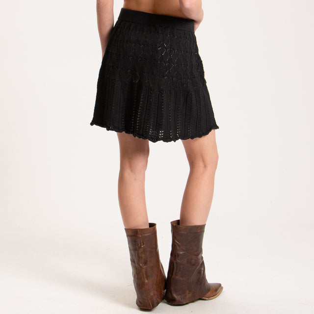 Haveone-Minigonna in maglia crochet - nero