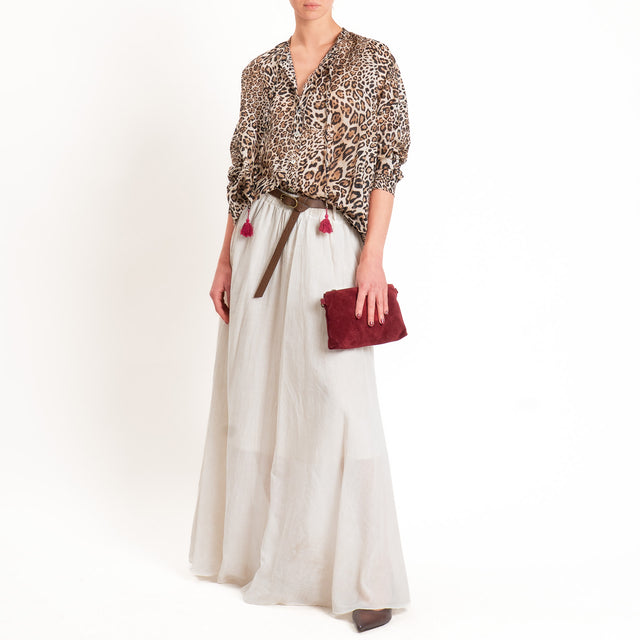 Haveone-Gonna mussola tie dye con cintura - beige