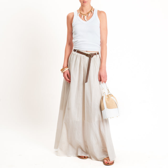 Haveone-Gonna mussola tie dye con cintura - beige
