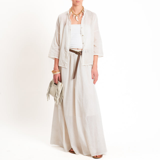Haveone-Camicia collo coreana mussola tie dye - beige
