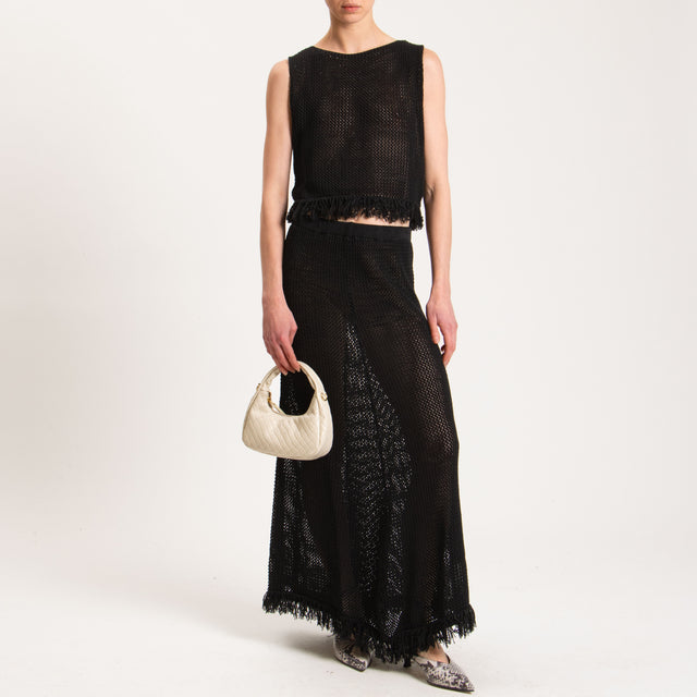 Haveone-Gonna in maglia crochet - nero