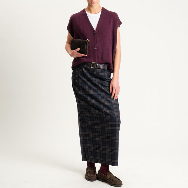 Haveone-Gonna check con cintura - grigio/biscotto/vino