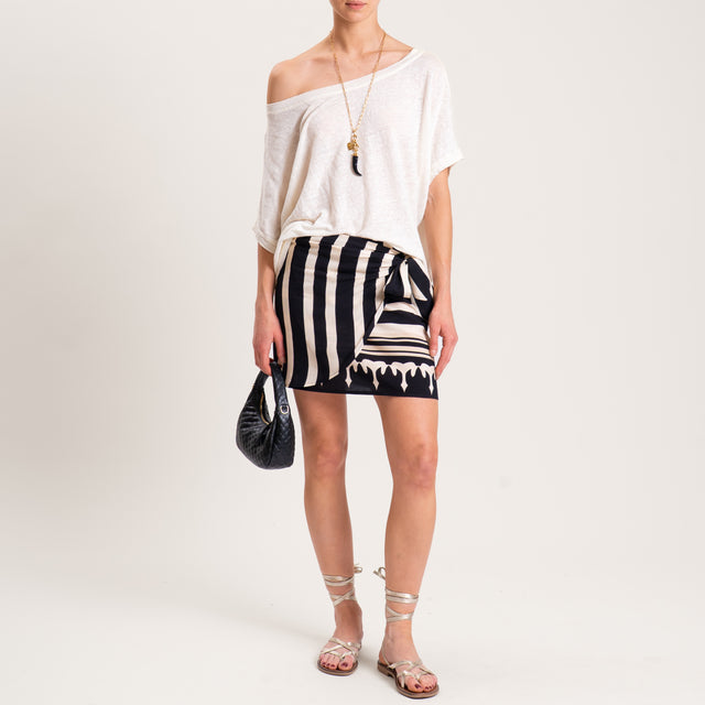 Haveone-Mini Gonna fantasia etnica - burro/nero