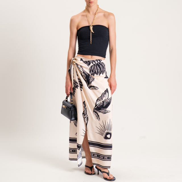 Haveone-Gonna portafoglio fantasia con accessorio - burro/nero