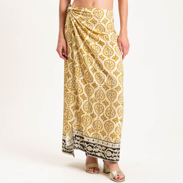 Haveone-Gonna portafoglio fantasia con accessorio - sand/mostarda/nero