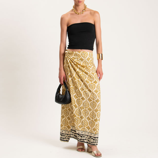 Haveone-Gonna portafoglio fantasia con accessorio - sand/mostarda/nero