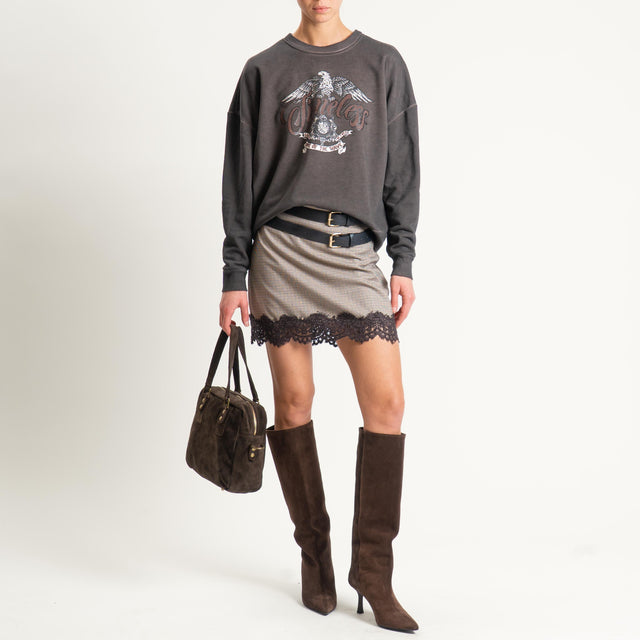 Haveone-Minigonna doppia cintura con pizzo - sand/moro