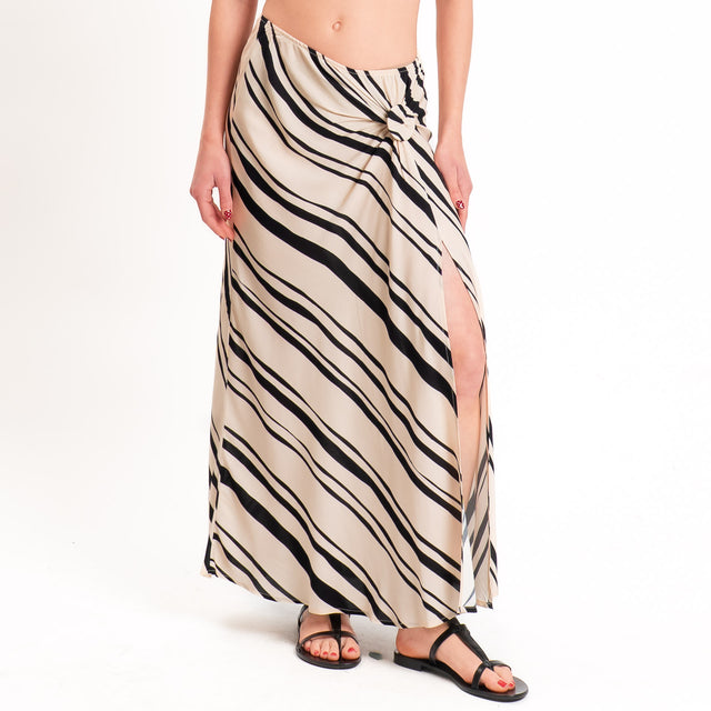 Haveone-Gonna a righe con spacco laterale - sand/nero