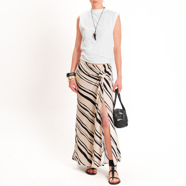 Haveone-Gonna a righe con spacco laterale - sand/nero
